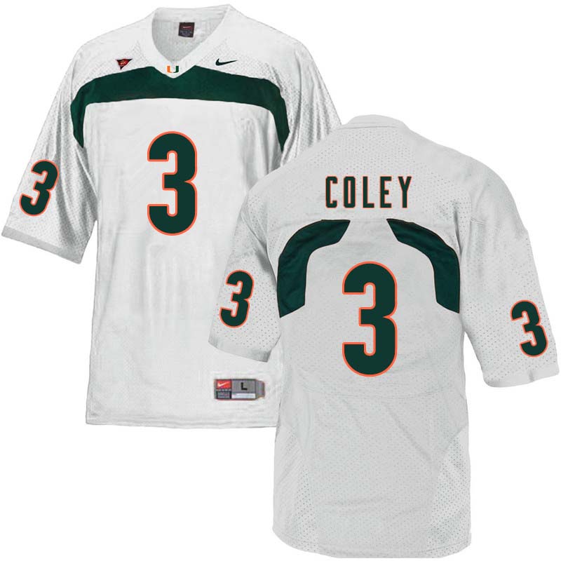 Nike Miami Hurricanes #3 Stacy Coley College Football Jerseys Sale-White
